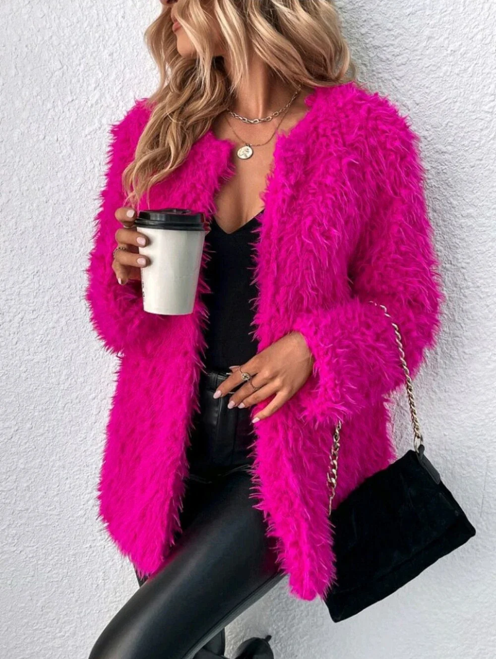 Front Fuzzy Coat Fall Winter Cloth For Women